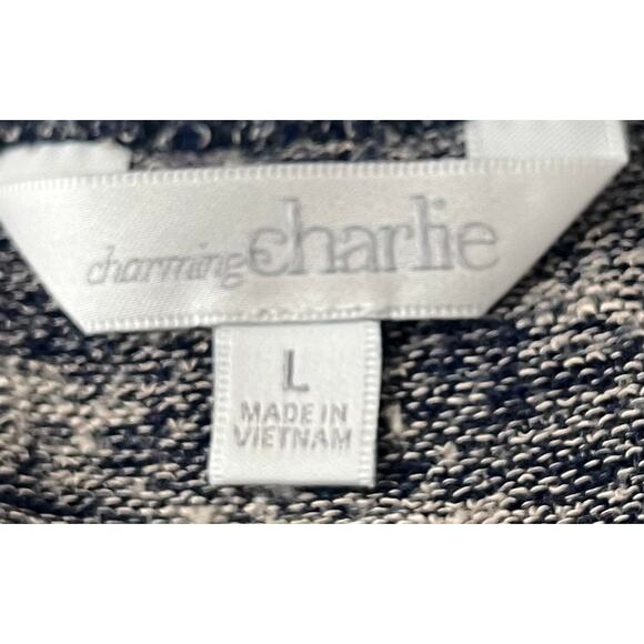 CHARMING CHARLIE LONG SLV KNIT TOP, WOMENS, L, NAVY BLUE & WHITE VARIEGATED - Picture 9 of 11